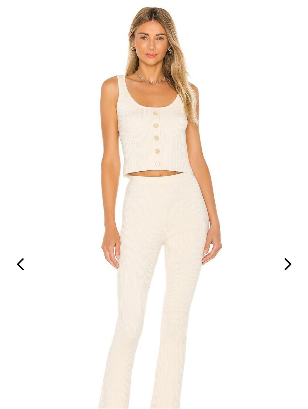 REVOLVE Lovers + Friends Cream Ribbed Button Front Mariposa Tank Top Medium - Picture 3 of 11